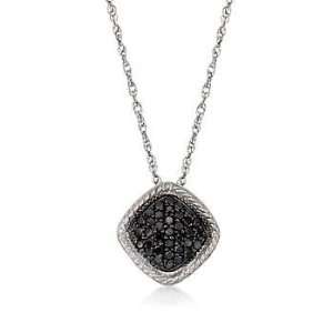  .25ct t.w. Black Diamond Pendant Necklace In Silver. 18 