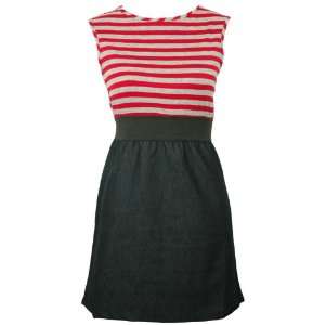    Nautical Salior Pin Stripe Two Tone Denim Dress M 