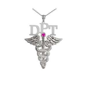  NursingPin   Doctor of Physical Therapy DPT Necklace with Ruby 