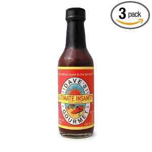 Daves Gourmet Ultimate Insanity Hot Sauce, 5 Ounce Bottles (Pack of 3 