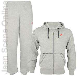 New Nike Mens Homme Tracksuit Bottoms & Hooded Jacket Top Grey  