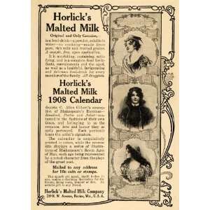  1907 Ad Horlick Malted Milk Company Drink 1908 Calendar 