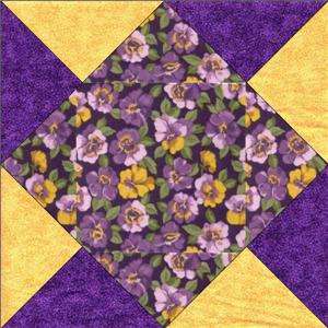 Purple Green Yellow Pansy Floral Quilt Kit Block Precut  