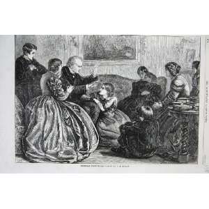  1862 Christmas Story Telling Children Man Fine Art