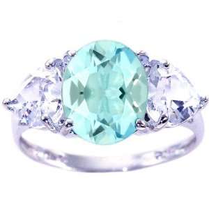   and Heart Gemstone Ring Multi Sky Blue Topaz or White Topaz, size6.5
