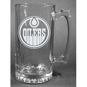   Edmonton Oilers Laser Etched 27oz Glass Beer Mug
