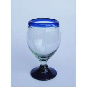  Cobalt Blue Rim stemless wine glasses (set of 6)   FREE 