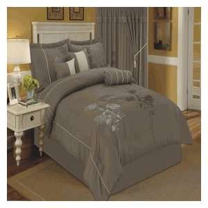  7pc King size Tomahawk Taupe embroidered Comforter set By 