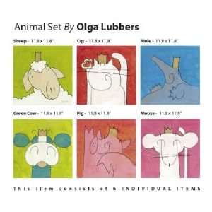  Olga Lubbers 39W by 26H  Animal Set CANVAS Edge #6 1 