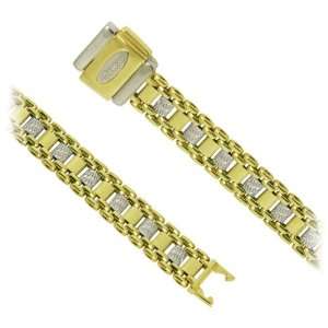  18K Two Tone Gold Fancy Bersani Bracelet: Jewelry
