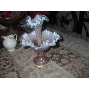 Fenton Glass Epergne Champagne and Green
