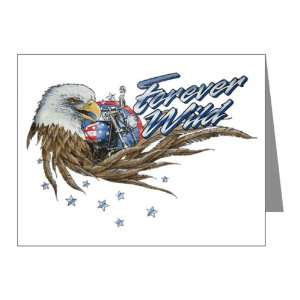  Note Cards (20 Pack) Forever Wild Eagle Motorcycle and US 