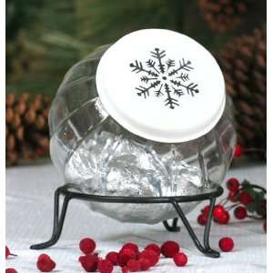  Hoosier Pumpkin Jar with Metal Stand and Snowflake Lid 