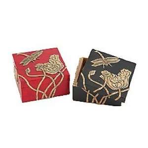 Gaiam Fair Trade Dragonfly and Flower Wish Box   Red 