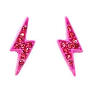  Crystal Pink Thunder Stud Earrings Jewelry