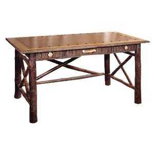   Hickory Big Ranch Foremans Desk w/ Faux Leather Top: Kitchen & Dining