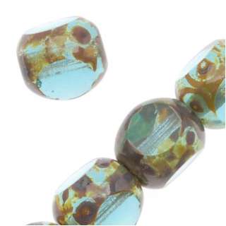 Czech Glass Triangular Table Cut Window Beads 8mm Teal (12)  