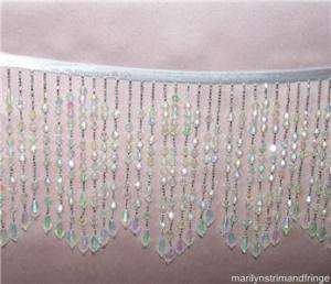 Gorgeous 5 Aurora Borealis Acrylic beaded fringe trim  