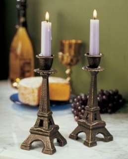 Set of Two: Eiffel Tower Iconic French Candle Holders Candlesticks 