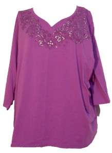 Liz & Me Purple Bejeweled Tagless Knit Top 4X  