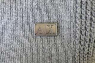 Armani Exchange men zipper trim thermal sweater long sleeve gray shirt 