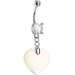 Synthetic Opal Heart Dangle Belly Ring: Jewelry