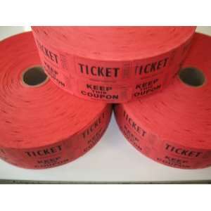  3 Rolls Red 50 50 Raffle Tickets