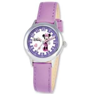   Minnie Mouse Purple Leather Band Time Teacher Watch Disney Jewelry