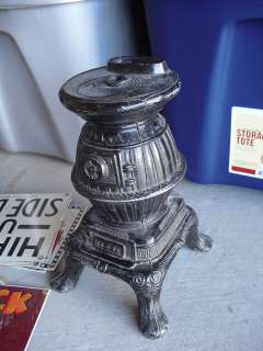 Antique Cast Iron Pot Belly Stove Salesman Sample 11 Tall  