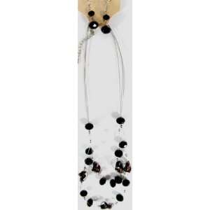  Costume Jewelry neck ear set illusion black stones: Toys 