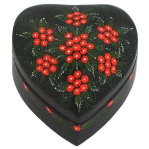 EXP Handmade Black Lacquer Heart Shaped Storage / Jewelry Box With 