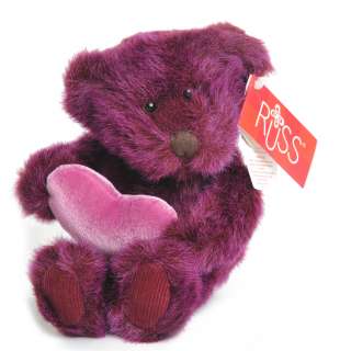 Russ Valentine Dark Purple Bear holding a heart  