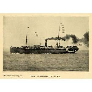 1898 Print USS Navy Ship Indiana Spanish American War   Original 
