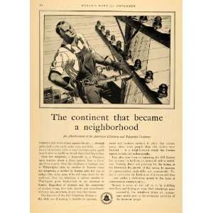   Telegraph Bell Line Worker   Original Print Ad