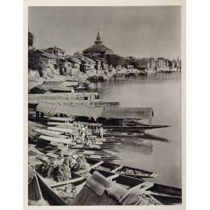  1928 Boats Houses Mosque Jhelum River Srinagar India 