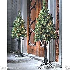   Outdoor Holiday Lighted Pre Lit CHRISTMAS TREE Entry Way w/Metal Stand
