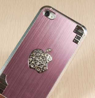   Glitter Case Skin Chrome w/Apple Logo For iPhone 4G 4S 4TH  