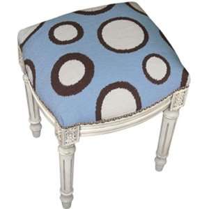   Needlepoint Stool in White Wash   100 Percent Wool