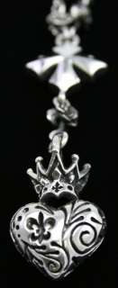 QUEEN KING Baby Rosary MB Cross Carved Crown Heart 925  