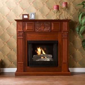  Emerson Carved Gel Fuel Fireplace in Rich Mahogany: Home 