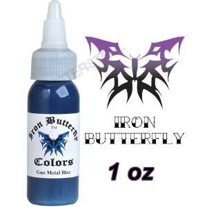 Iron Butterfly Tattoo Ink 1 OZ Gun Metal Blue Pigment: Health 