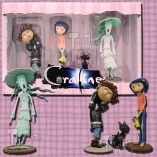   includes Coraline with doll, Wybie, Tall Ghost Girl, and a black cat
