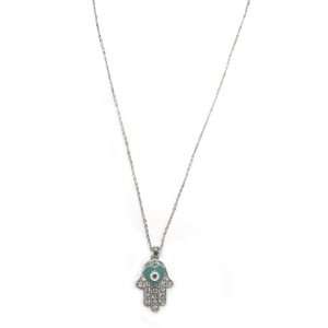   of Fatima Pendant Necklace with Turquoise Heart and Evil Eye: Jewelry