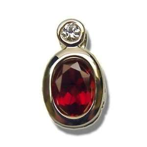  .03 ct 7X5 Oval Bezel Garnet Pendant Jewelry