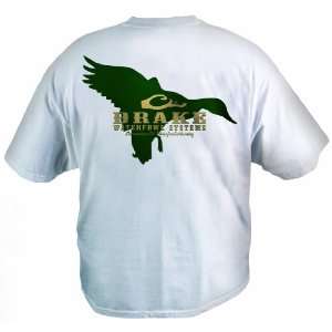  Drake Waterfowl White Flying Duck Logo Short Sleeve T 