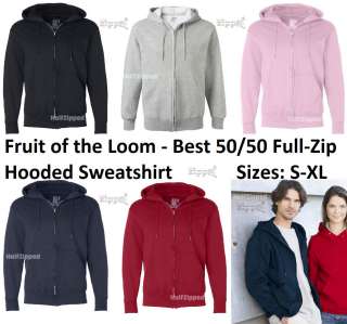 Fruit of the Loom   Best 50/50 Full Zip Hooded Sweatshirt 16230R S XL 