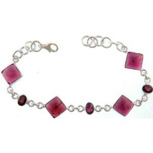 Garnet Bracelet   Sterling Silver