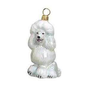  Blown Glass White Poodle Christmas Ornament: Home 