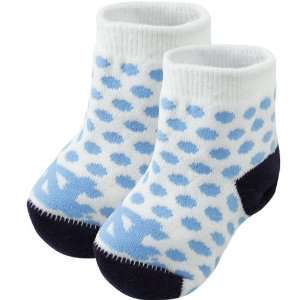   Tar Heels (UNC) Newborn White Carolina Blue Polka Dot Bootie Socks