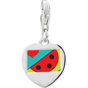   Sterling Silver Heart Watermelon Photo Frame Charm Pugster Jewelry
